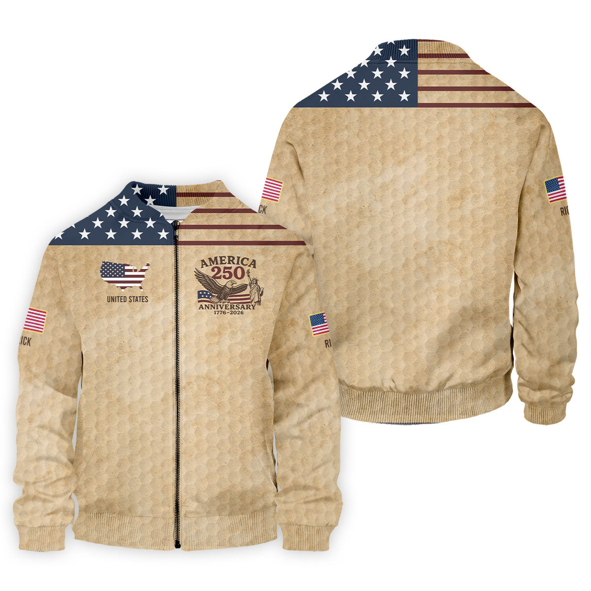 America 250 US Flag Pattern Retro Golf Shirt, Patriotic 4th Of July Golf Shirts For Men