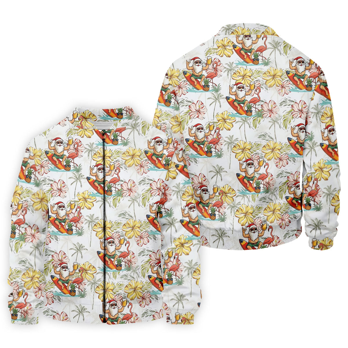 Surfing Santa Tropical Christmas Golf Polo Shirt, Golf Shirts For Men, Printed Golf Shirts