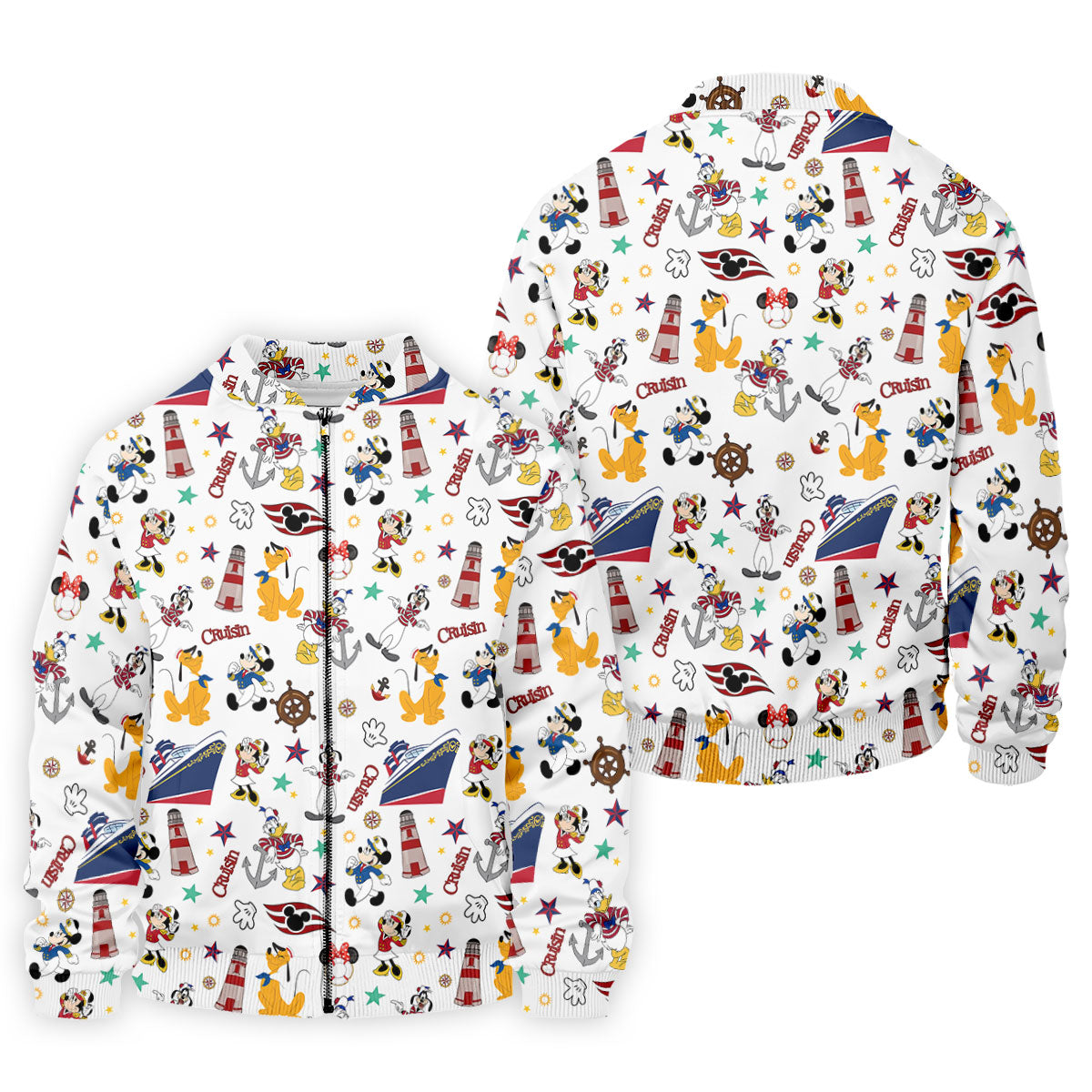 Cartoon Cruise Vacation Pattern Golf Polo Shirt, Hawaiian Golf Shirt, Golf Polo Shirts For Men