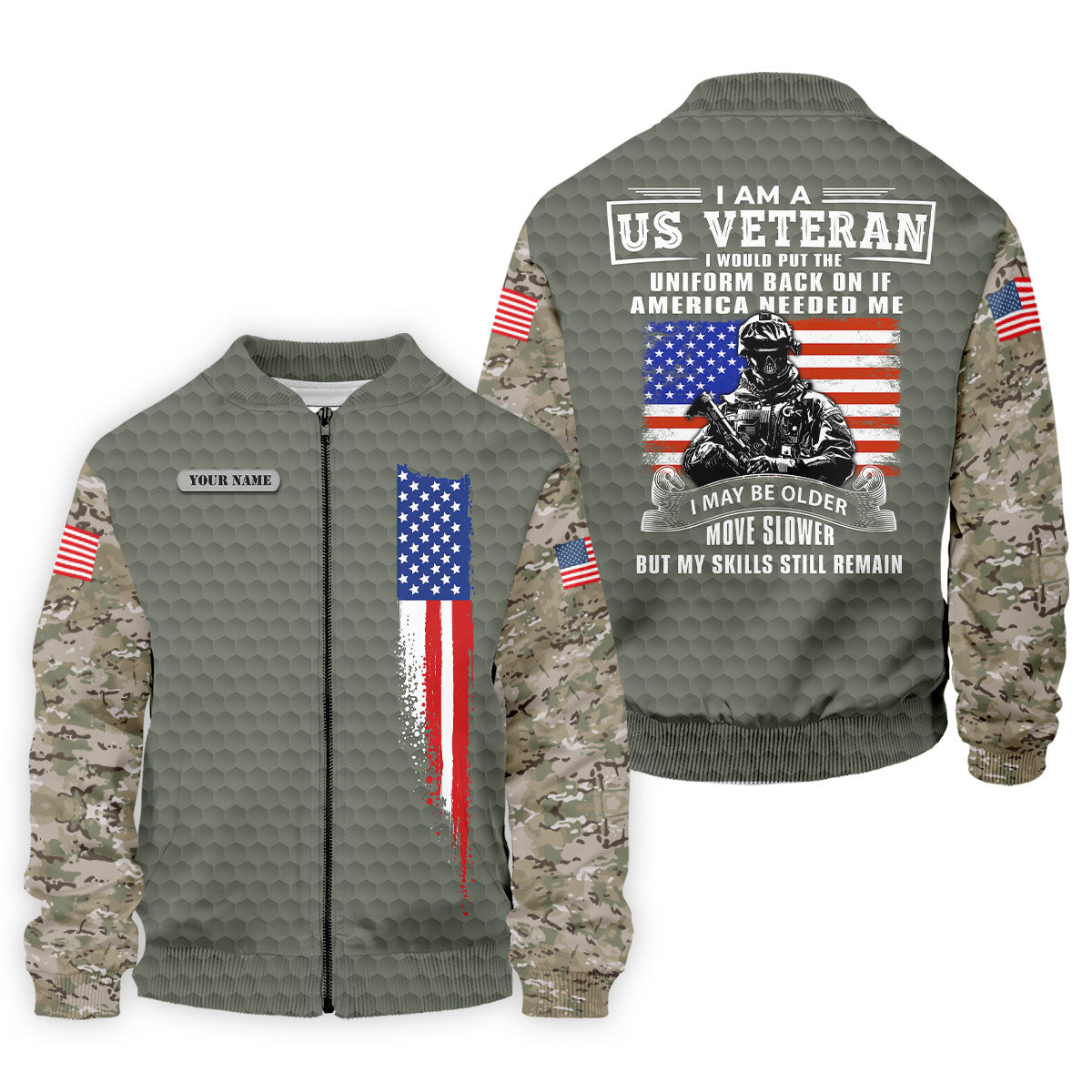 I Am A US Veteran American Flag Camo Golf Shirt, 250 Years 4th Of July Golf Shirts For Men