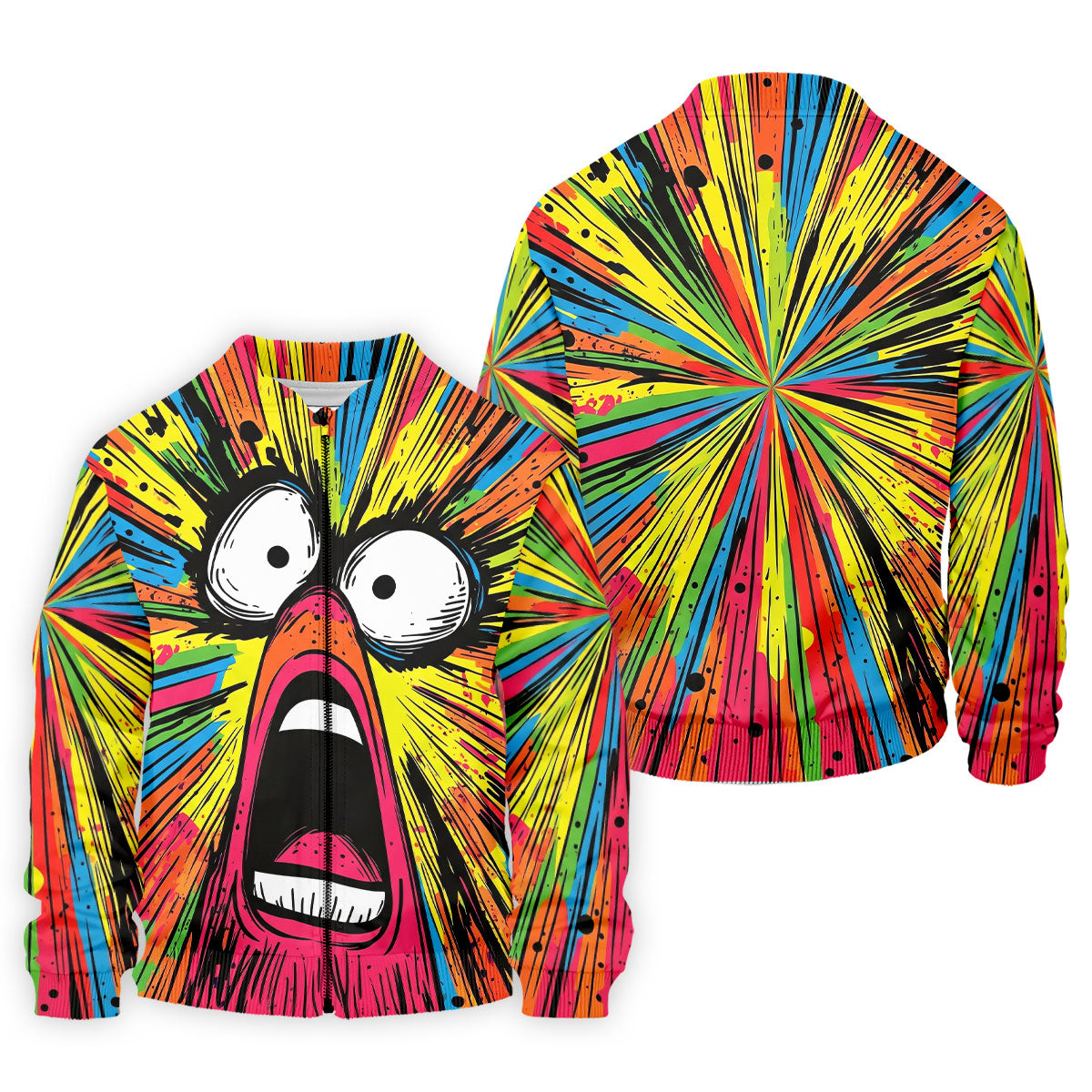 Screaming Face Colorful Retro Hawaiian Golf Shirt, Men's Funny Golf Shirts