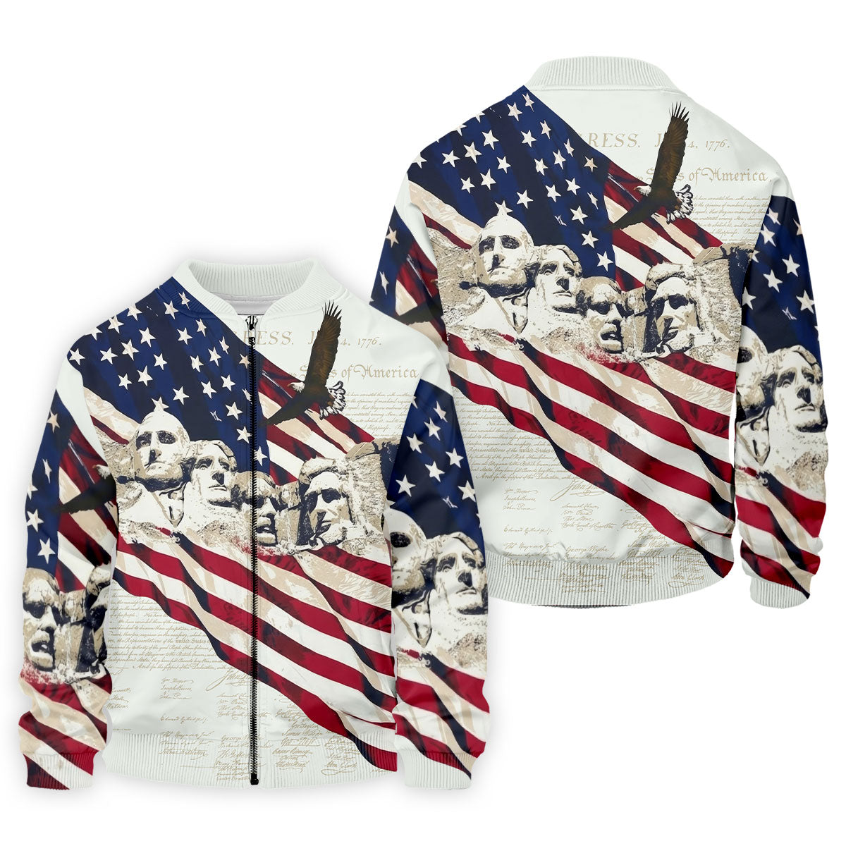 Mount Rushmore American Flag Pattern 4th Of July Patriotic Golf Shirt, 250th Anniversary Golf Shirts For Men