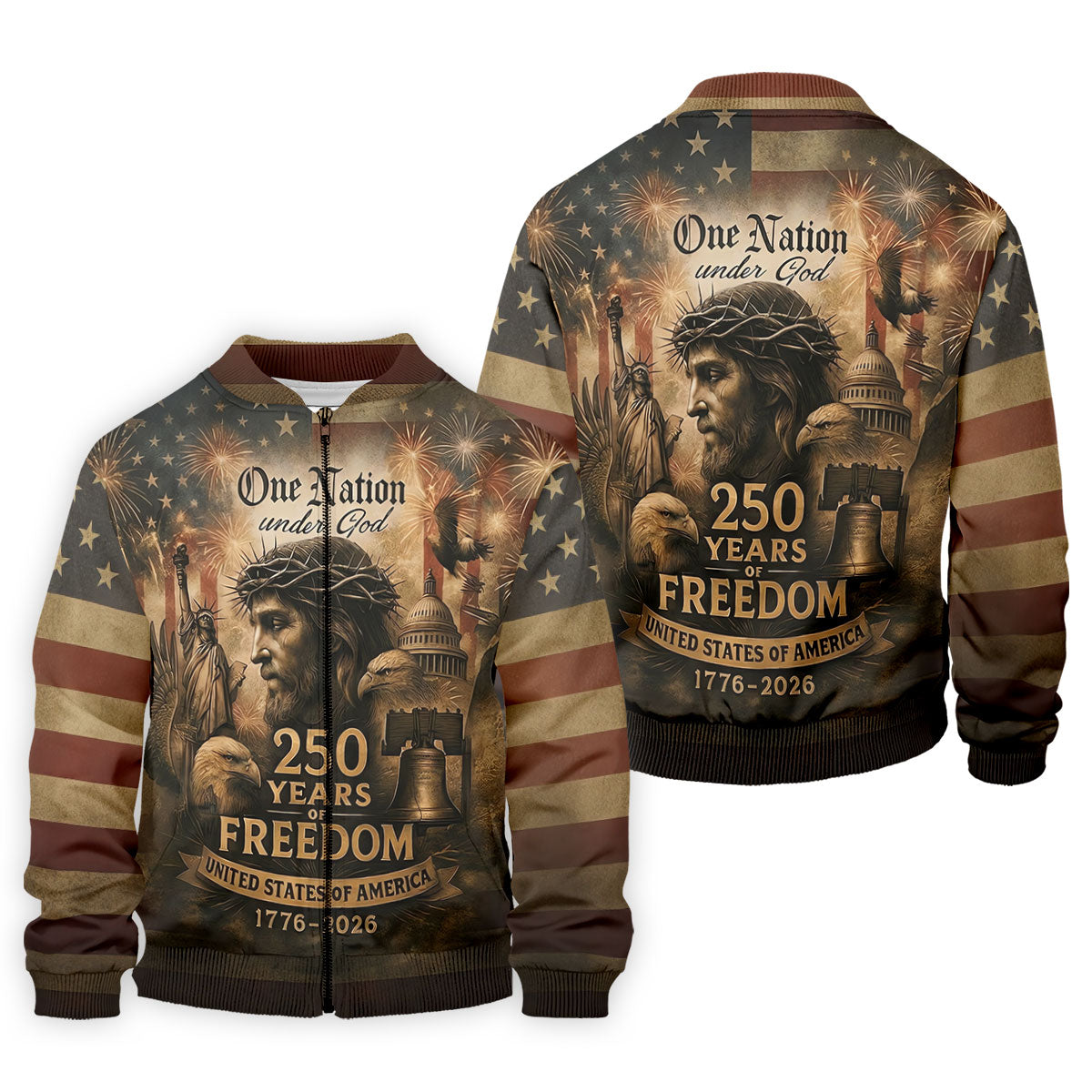 One Nation Under God America 250 Golf Polo Shirt, Hawaiian Golf Shirt, Golf Polo Shirts For Men