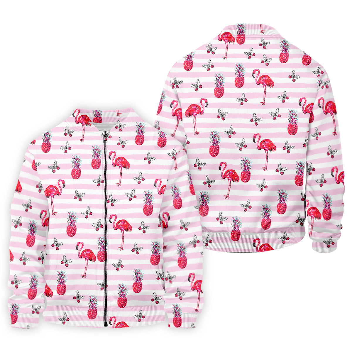 Pink Flamingo Pineapple Hawaiian Golf Polo Shirt, Polo Shirts For Men, Printed Golf Shirts
