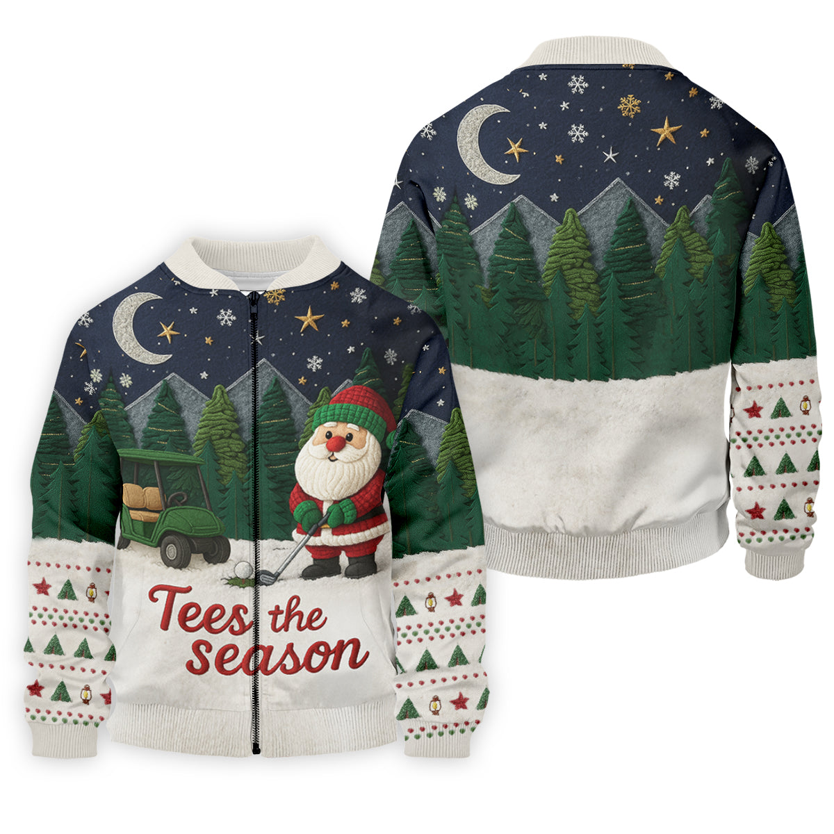 Santa Golfing Tees The Season Night Theme Golf Tops For Men, Christmas Golf Shirt, Polo Shirts For Men
