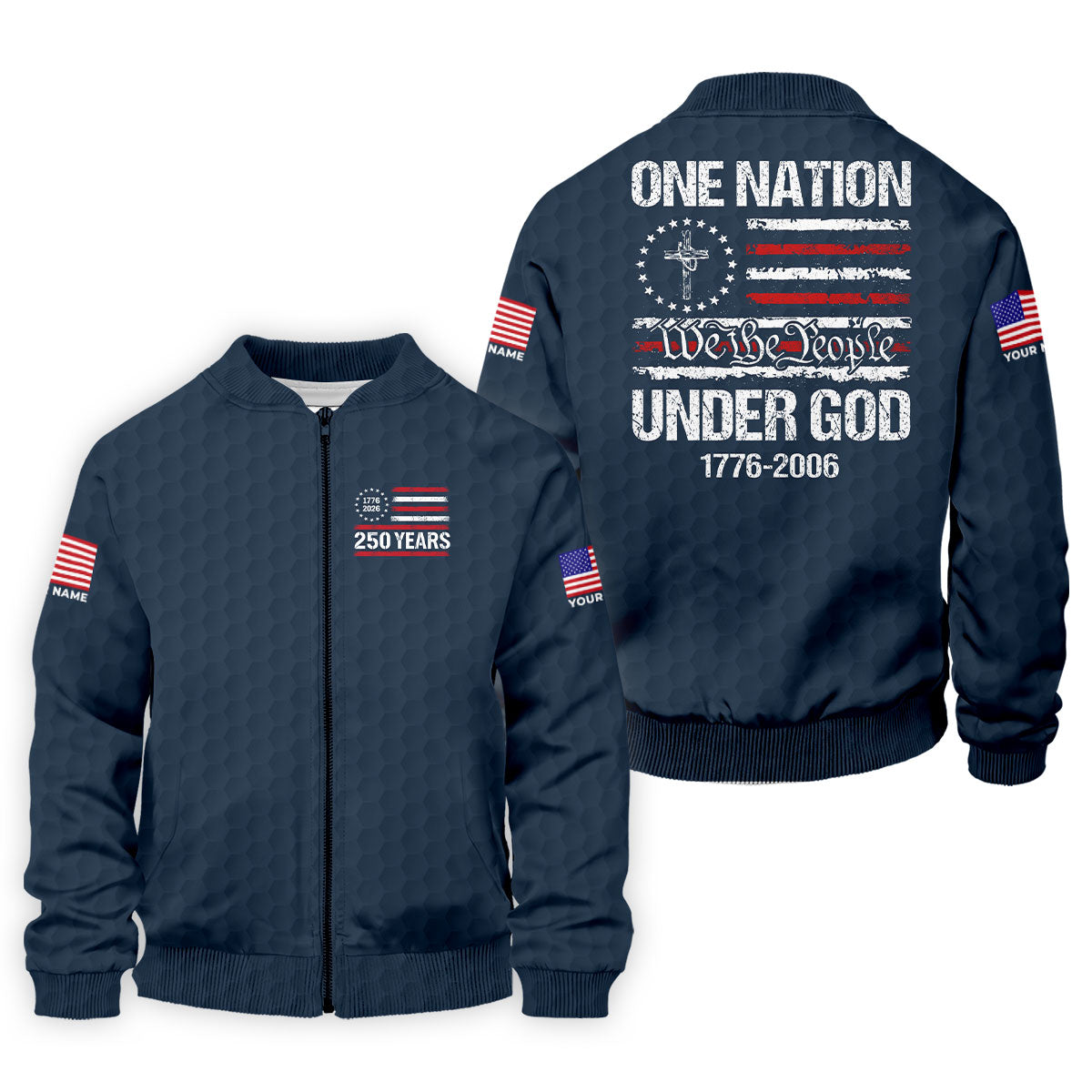 One Nation Under God We The People Navy Golf Shirt, 250 Years 4th Of July Golf Shirts For Men