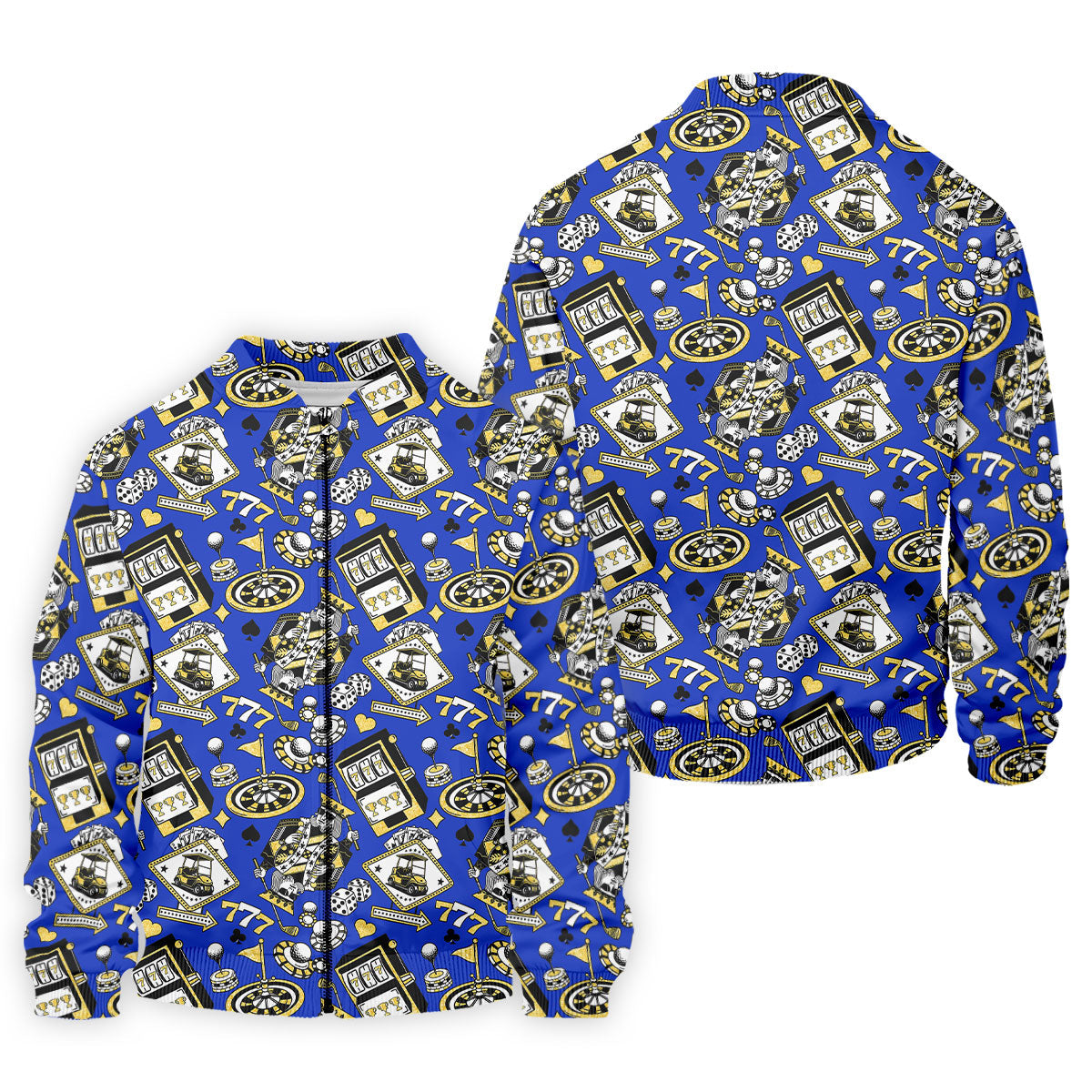 Casino Golf Pattern Blue Hawaiian Golf Polo Shirt, Golf Shirts For Men, Mens Golf Apparel
