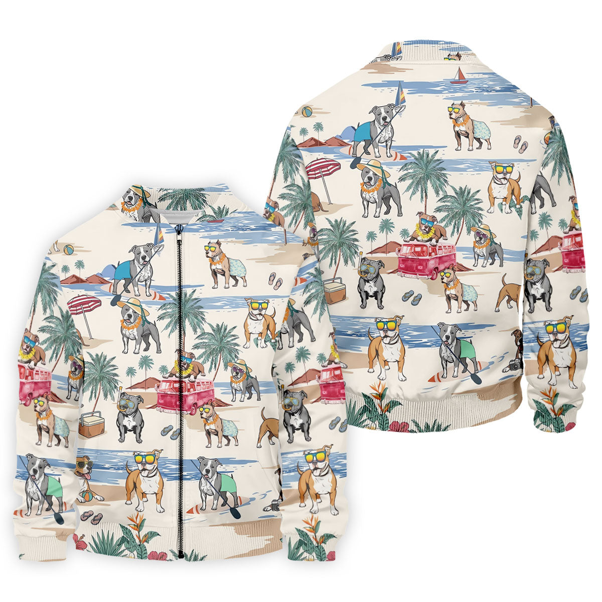 Pit Bull Beach Vacation Tropical Golf Polo Shirt, Hawaiian Golf Shirt, Golf Shirts For Men