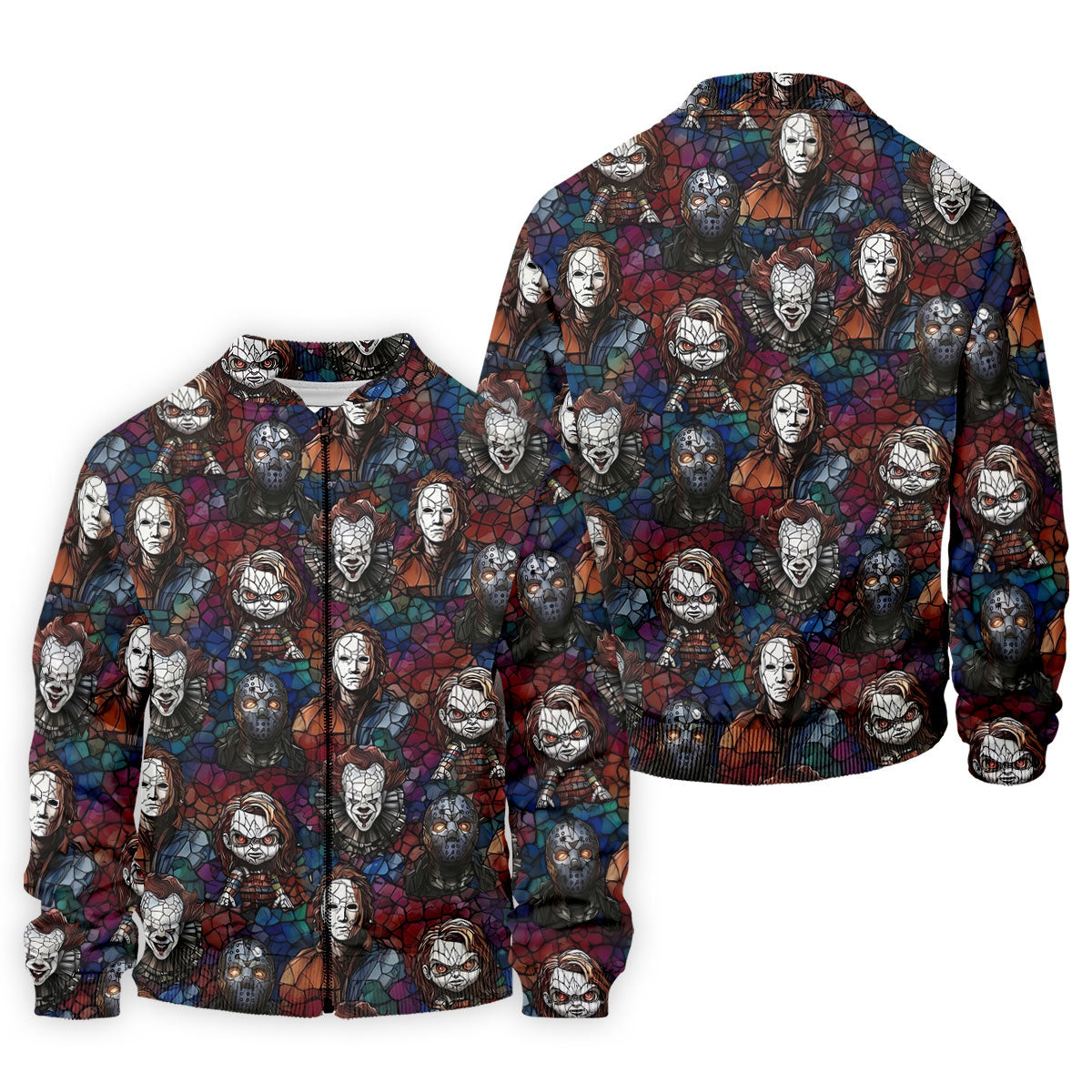 Stained Glass Horror Character Halloween Golf Shirt, Mens Polo Shirts, Golf Apparel For Men
