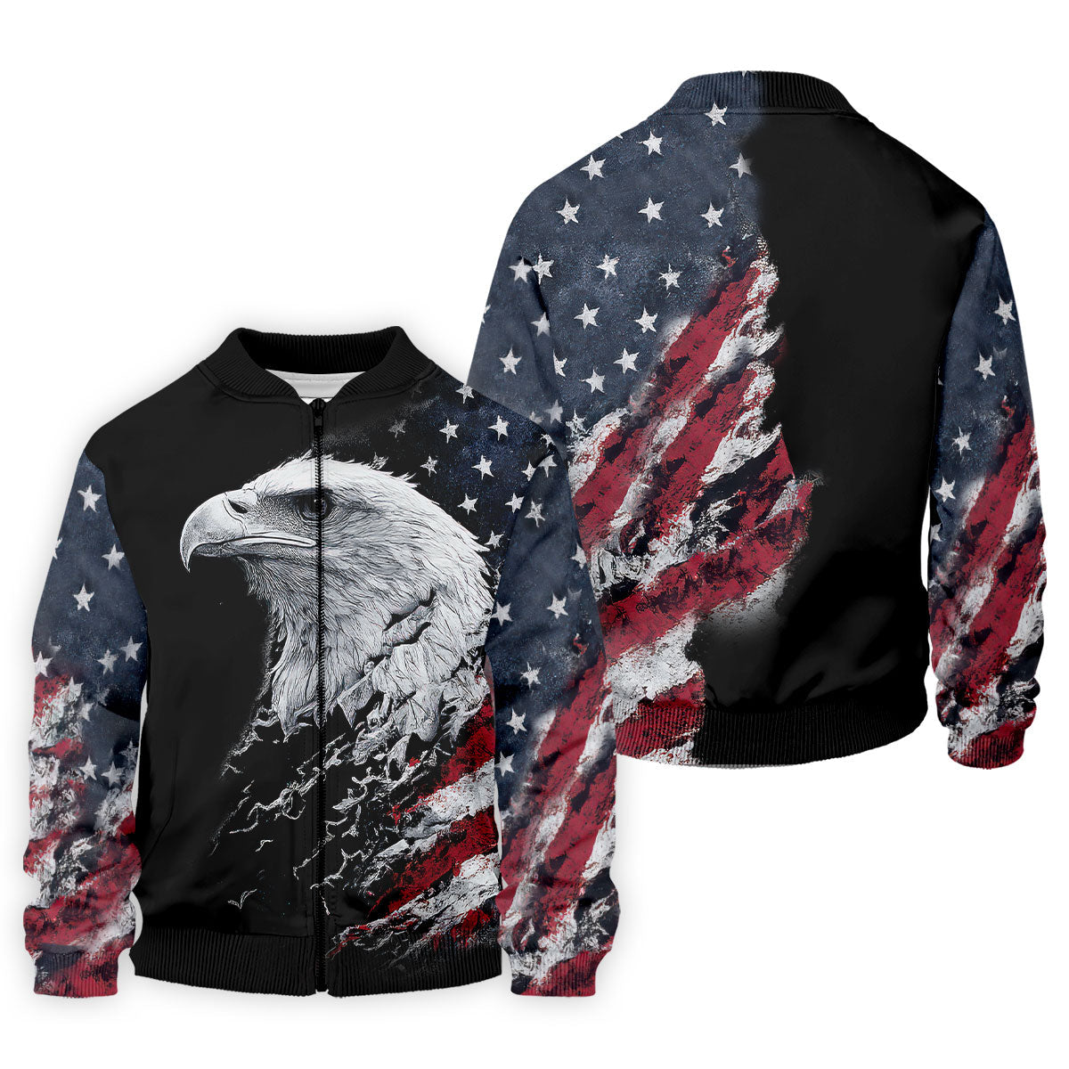 American Flag Bald Eagle Shattering Effect Golf Shirt, Patriotic Golf Shirt, Golf Shirts For Men