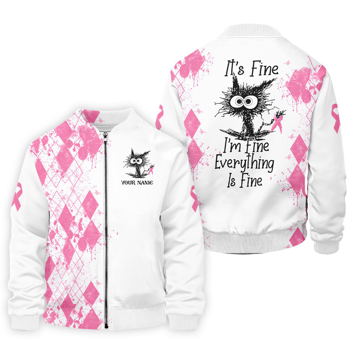 Custom Im Fine Everything Is Fine Breast Cancer Polo Shirt, Mens Golf Shirts, Mens Polo Shirts