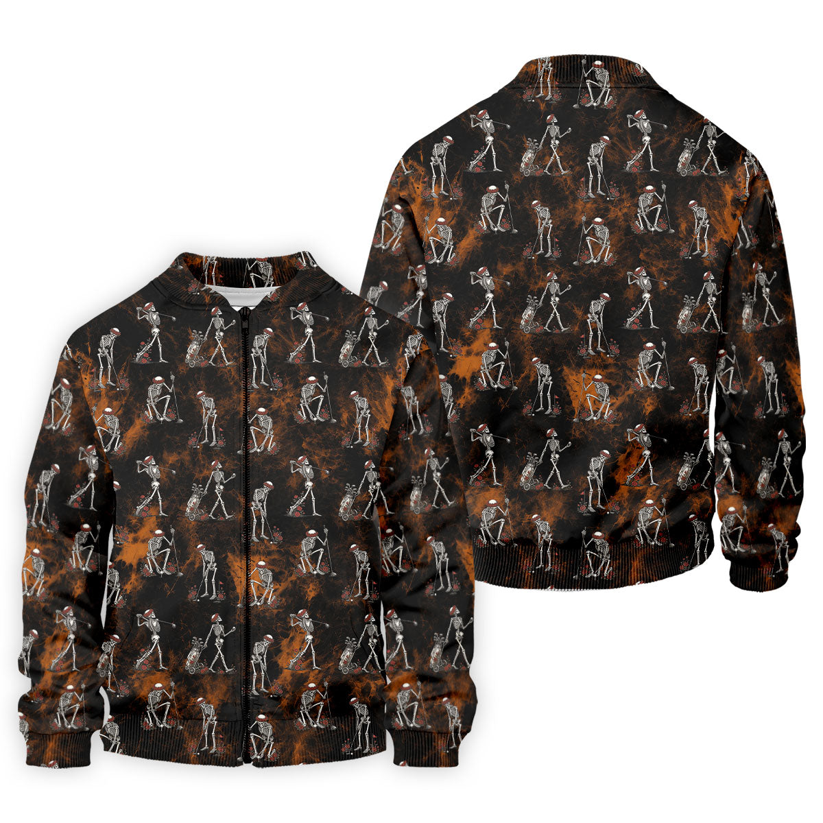 Skeleton Golfer Floral Halloween Polo Shirt, Hawaiian Golf Shirt, Mens Golf Shirts