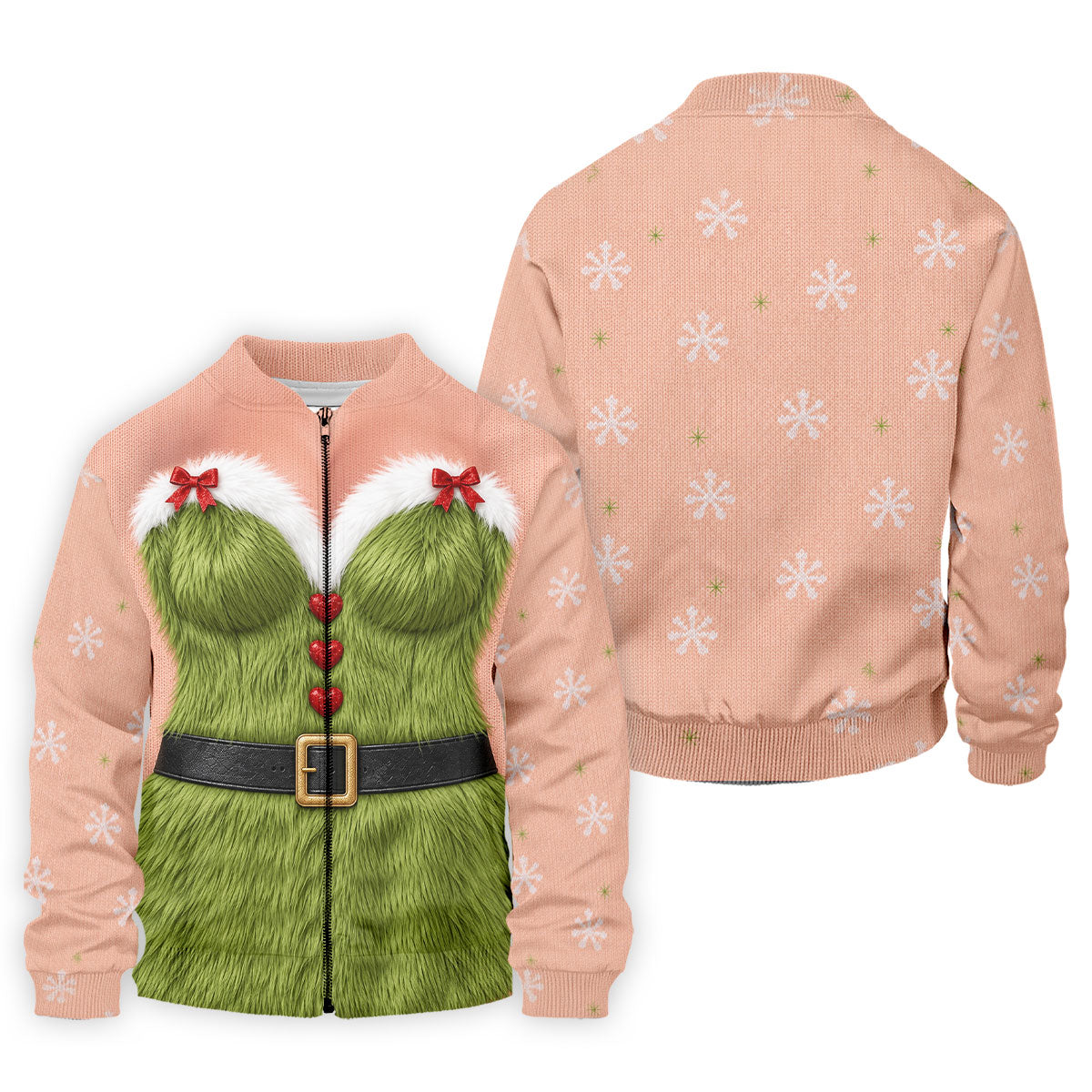 Funny Green Furry Christmas Costume Polo Shirt, Mens Golf Polo, Golf Apparel For Men