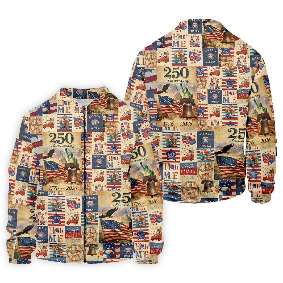 God Bless America Celebrating 250 Retro Golf Shirt, Patriotic 4th Of July Golf Shirts For Men