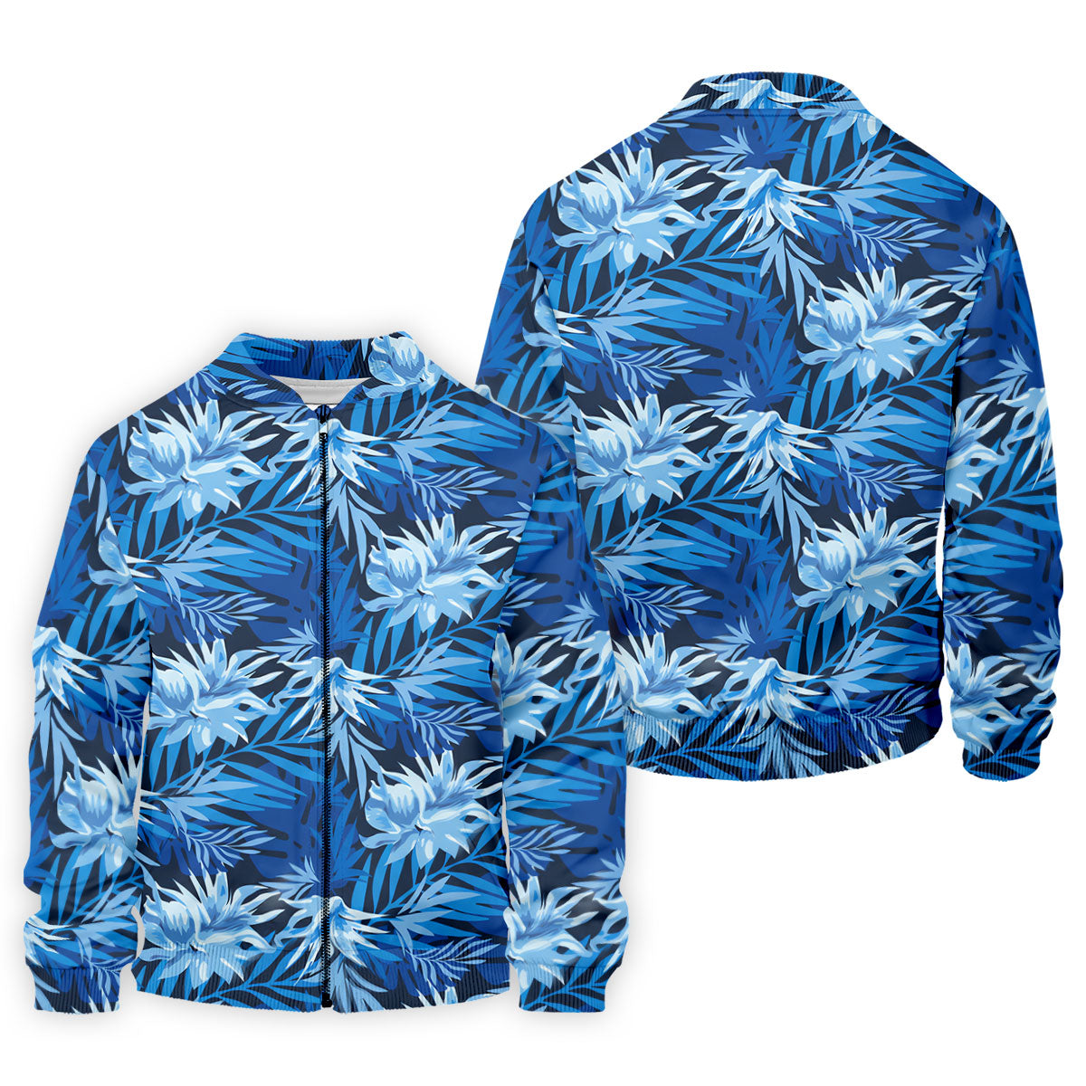 Blue Tropical Hibiscus Floral Golf Shirt, Mens Polo Shirts, Golf Apparel For Men