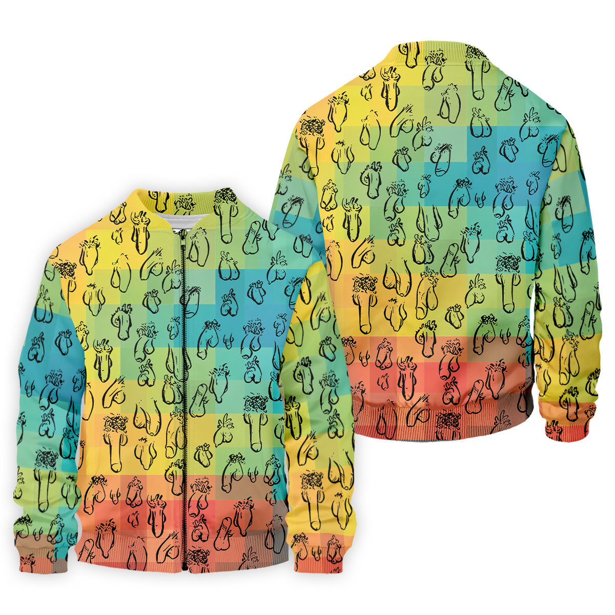 Funny Penis Doodle Color Block Golf Polo Shirt, Men's Golf Polo, Printed Golf Shirts