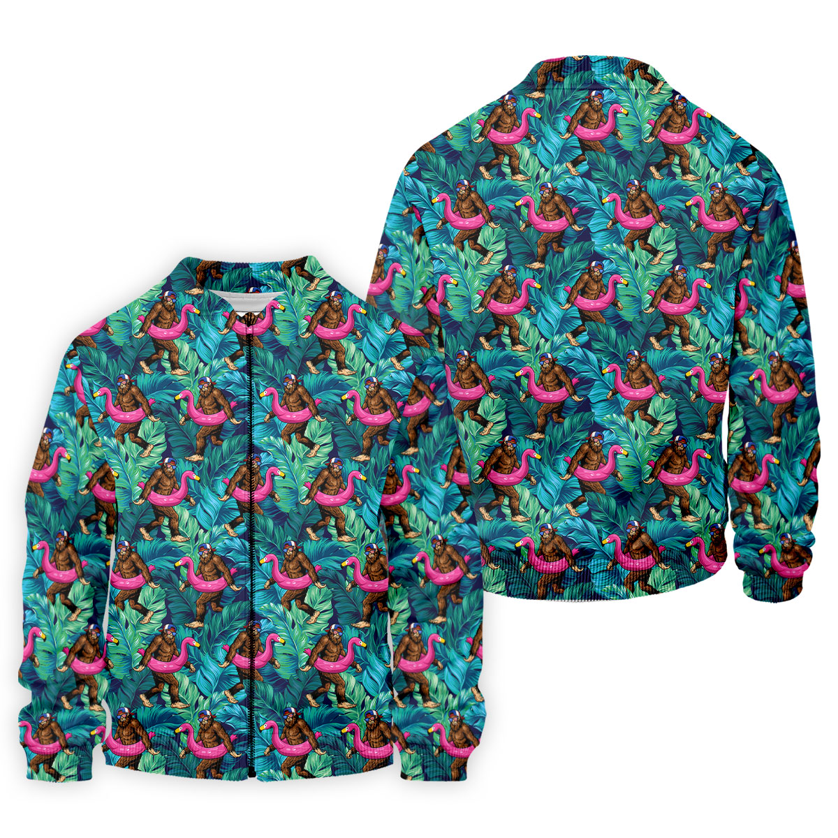 Tropical Flamingo Bigfoot Golf Shirt, 250 Years 4th Of July Patriotic Golf Shirts For Men