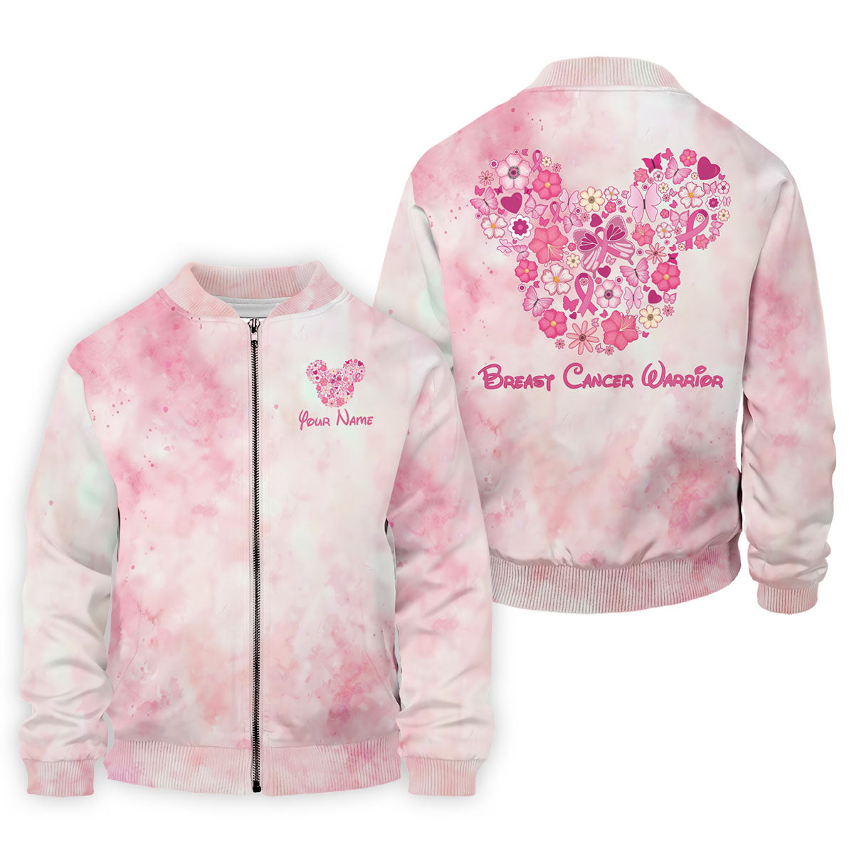 Custom Floral Heart Breast Cancer Polo Shirt, Golf Shirts For Men, Mens Golf Apparel