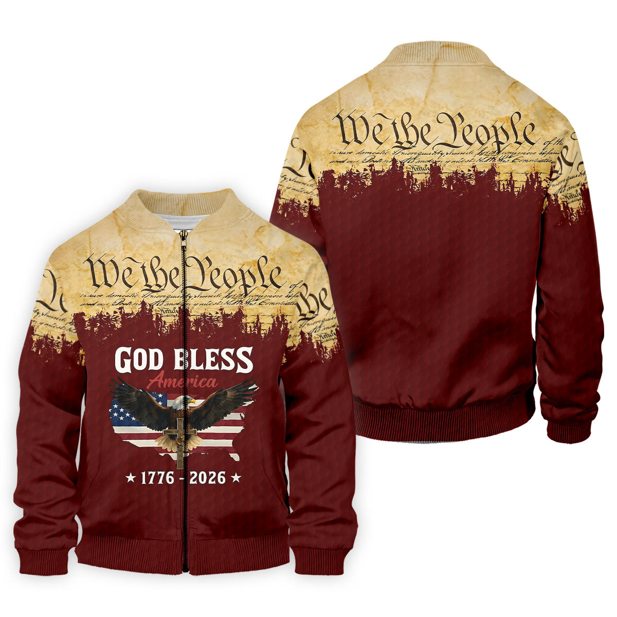 We The People God Bless America Patriotic Golf Shirt, 250 Years 4th Of July Golf Shirts For Men