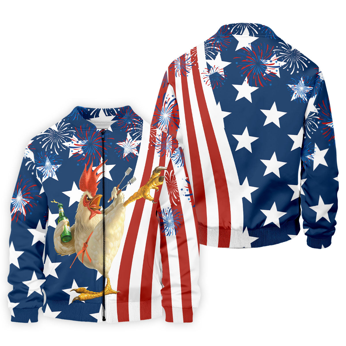 Funny Rooster Red White Blue 4th Of July Golf Shirt, 250 Years Golf Shirts For Men