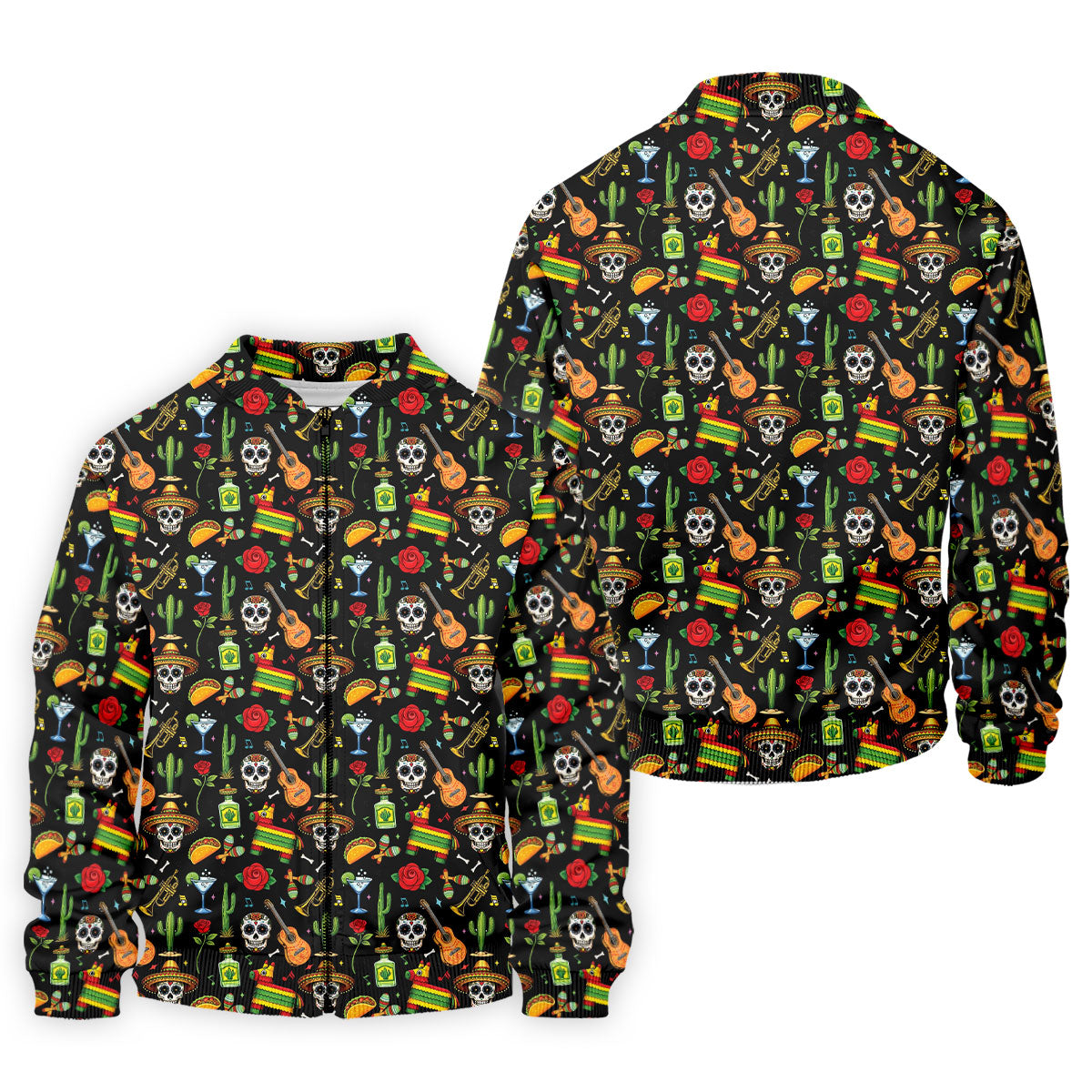 Decorated Skulls Party Items Cinco De Mayo Celebration Fiesta Themed Black Golf Shirts For Men