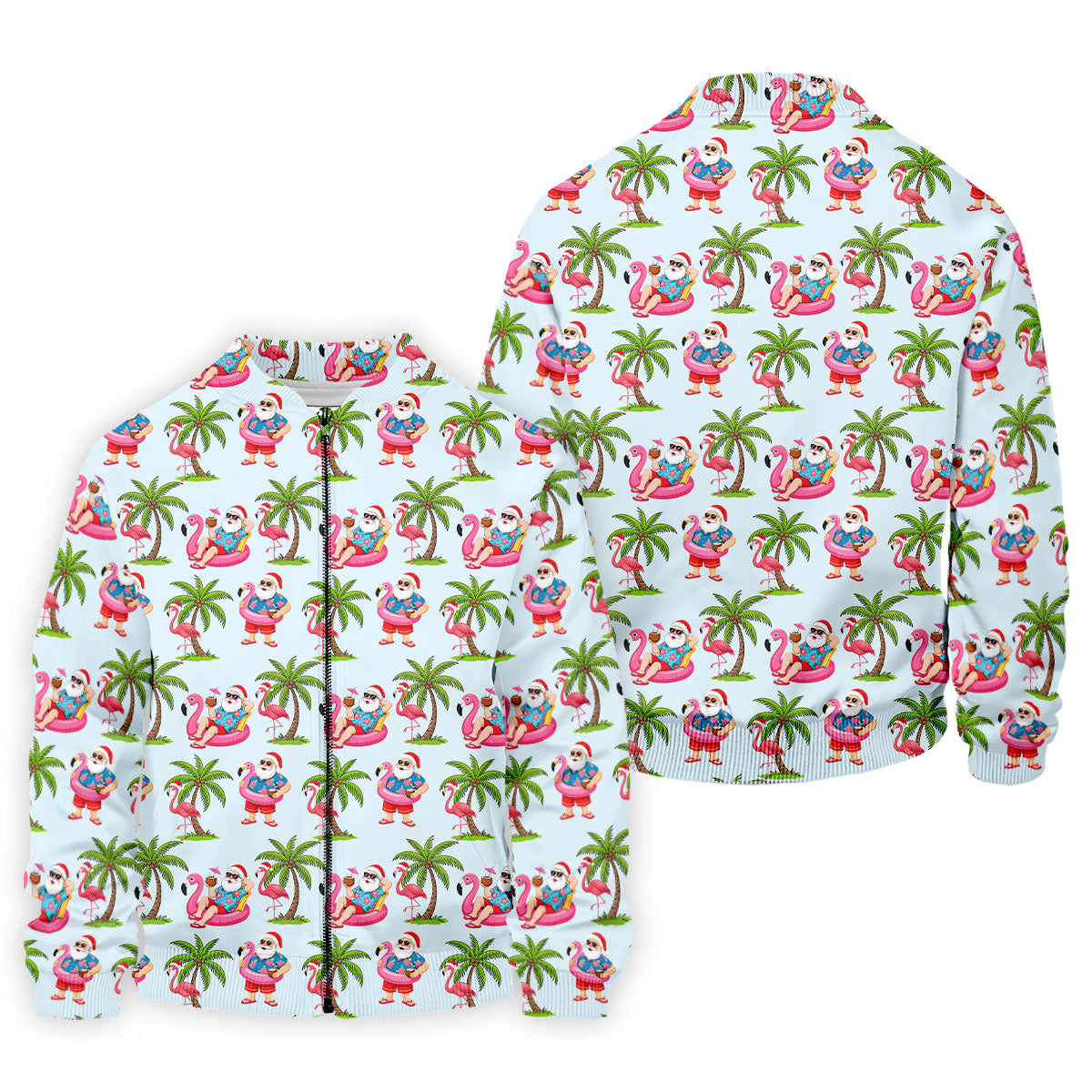 Flamingo Float Santa Christmas Golf Shirt, Men's Golf Shirt, Hawaiian Golf Shirt, Printed Golf Shirts