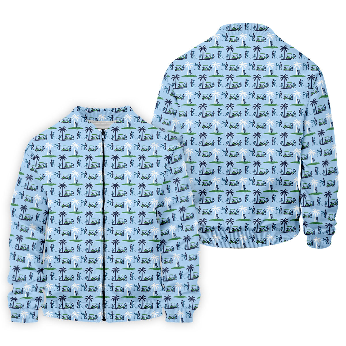 Funny Golf Cart Couple Pattern Men's Golf Shirt, Hawaiian Golf Shirt, Golf Apparel For Men