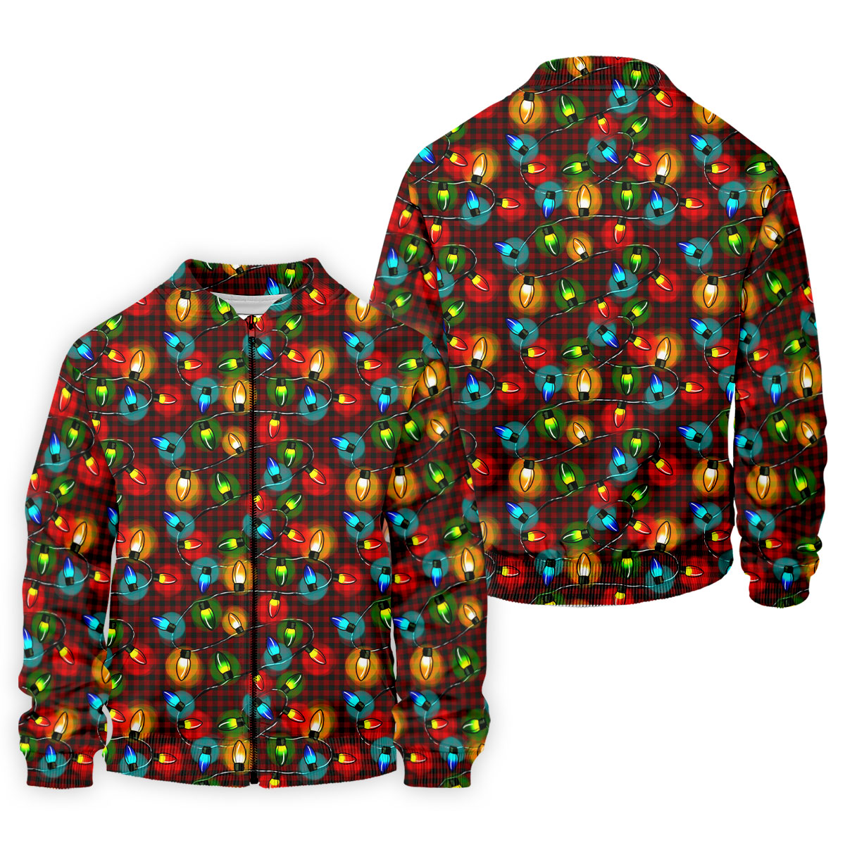Colorful Christmas Light Plaid Men's Golf Polo Shirts, Christmas Golf Shirt, Polo Shirts For Men