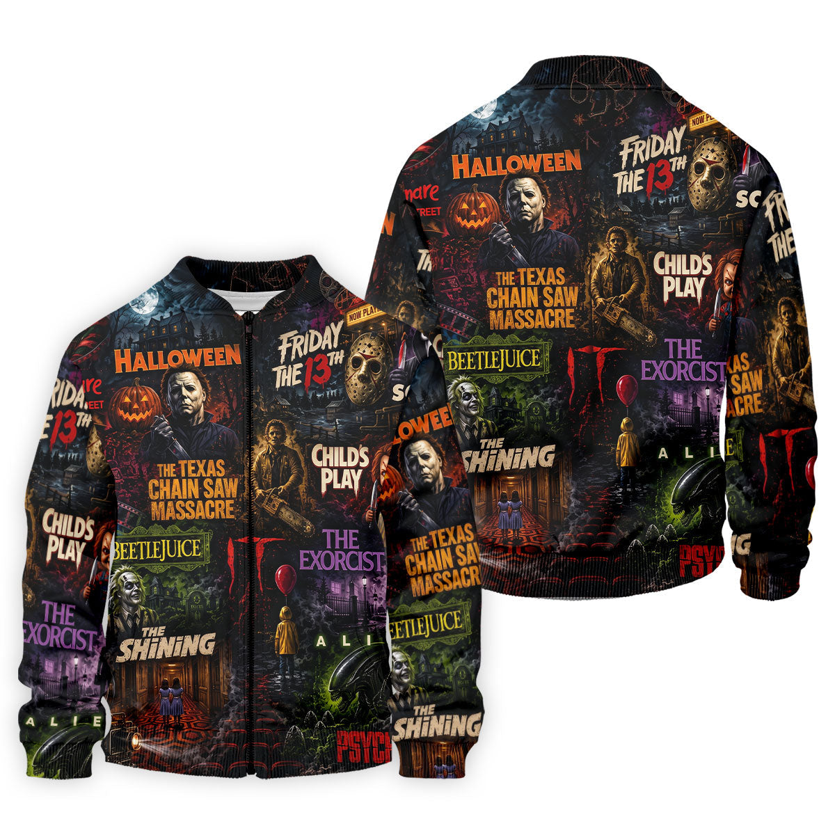 Classic Horror Character Movie Poster Collage Golf Polo Shirt, Mens Golf Polo, Printed Golf Shirts
