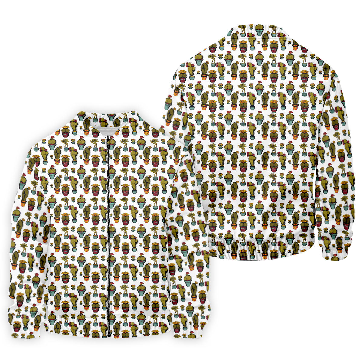 Cute Potted Cactus Pattern Golf Polo Shirt, Golf Apparel For Men, Printed Golf Shirts