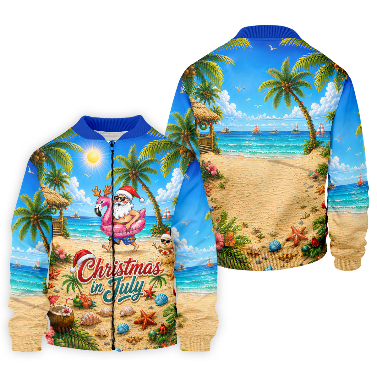 Santa Christmas In July Beach Golf Shirt, Christmas Golf Shirt, Golf Apparel For Men