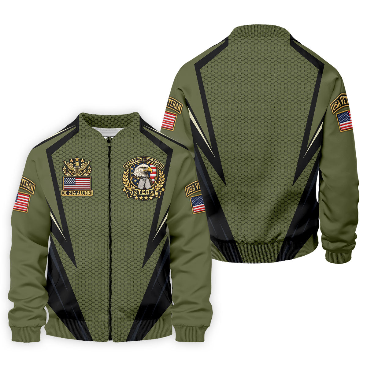 DD-214 Olive Hexagon Golf Polo Shirt, Golf Apparel For Men, Veterans Day Golf Shirt