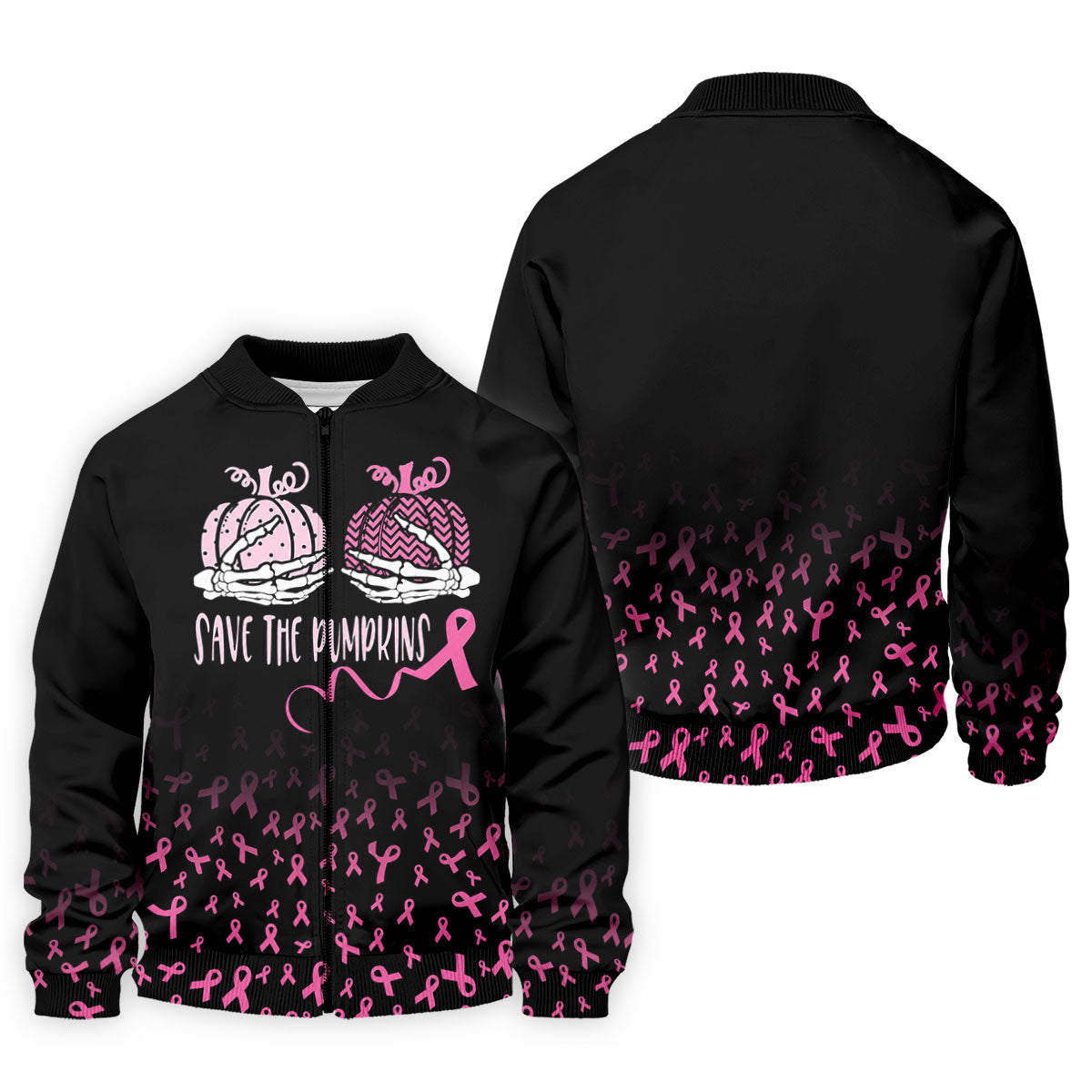 Save The Pumpkins Skeleton Breast Cancer Polo Shirt, Mens Golf Polo, Printed Golf Shirts