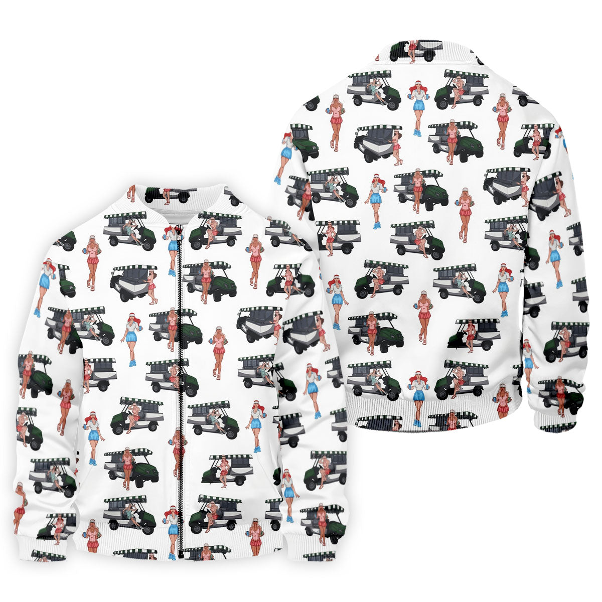 Golf Cart Girls Pattern Golf Polo Shirt, Hawaiian Golf Shirt, Mens Golf Apparel