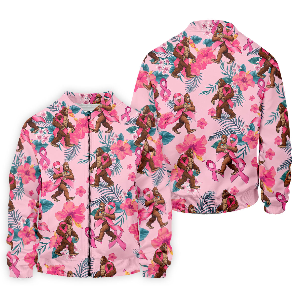 Bigfoot Pink Ribbon Floral Breast Cancer Polo Shirt, Mens Golf Polo, Mens Golf Shirts