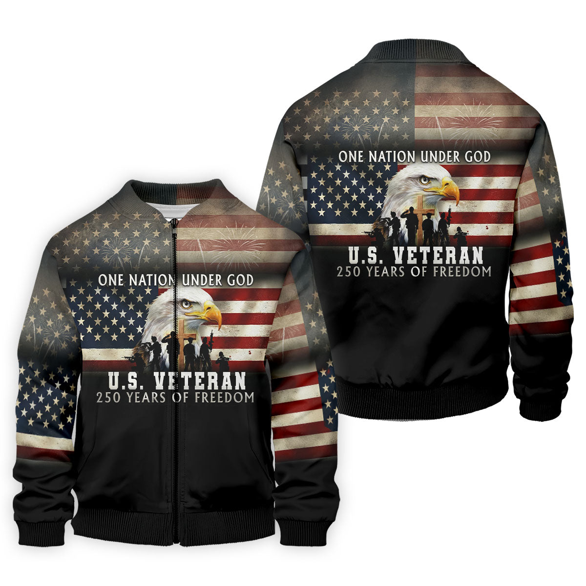 One Nation Under God US Veteran 250 Years Of Freedom Patriotic Golf Shirt, Golf Shirts For Men