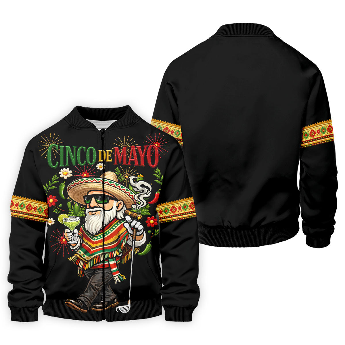 Margarita Man Cinco De Mayo Celebration Black Golf Shirt, Fiesta Theme Golf Shirts For Men