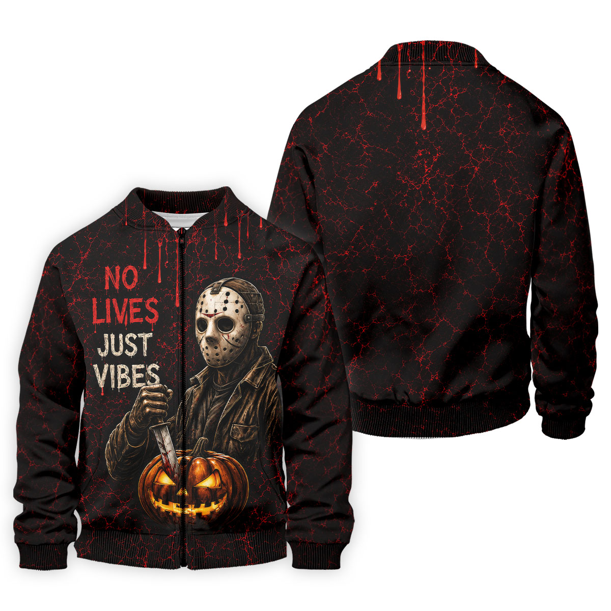 No Lives Just Vibes Halloween Horror Character Shirt, Golf Shirts For Men, Hawaiian Golf Shirt