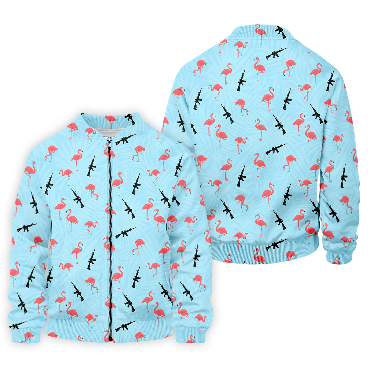 Light Blue Flamingo Pattern Golf Polo Shirt, Men's Golf Shirt, Golf Polo Shirts For Men