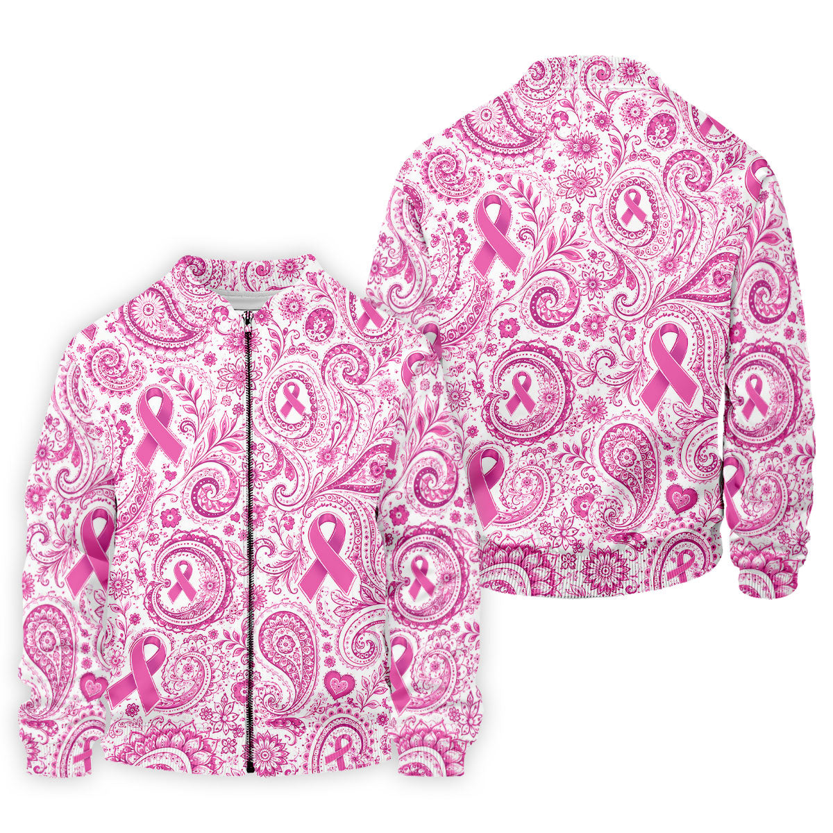 Pink Ribbon Paisley Breast Cancer Golf Polo Shirt, Men's Golf Shirt, Printed Golf Shirts