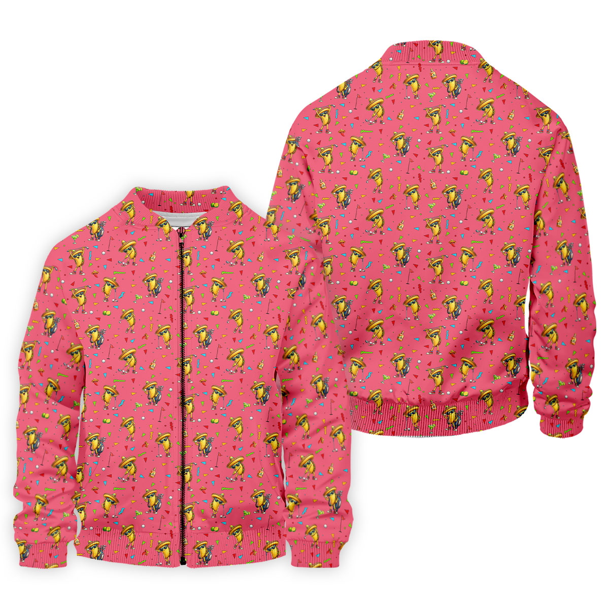 Fairway Fiesta Taco Margarita Mexico Theme Pink Golf Shirt, Men's Golf Shirts, Polo Shirts For Men