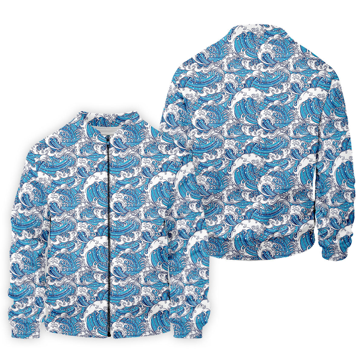 Blue Ocean Wave Pattern Golf Shirt, Hawaiian Golf Shirt, Mens Golf Shirts, Golf Apparel For Men