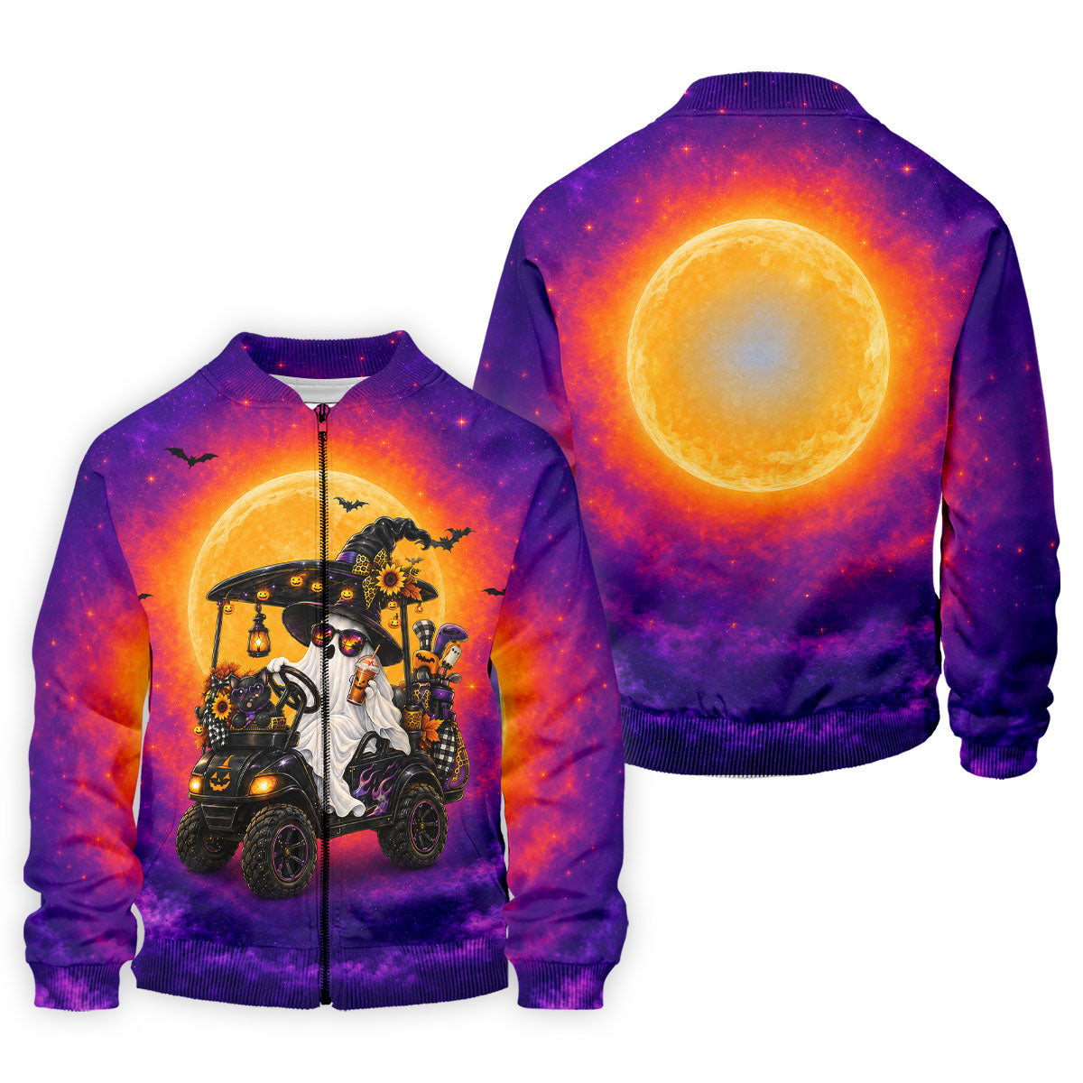 Funny Halloween Ghost Golf Cart Polo Shirt, Polo Shirts For Men, Mens Golf Shirts