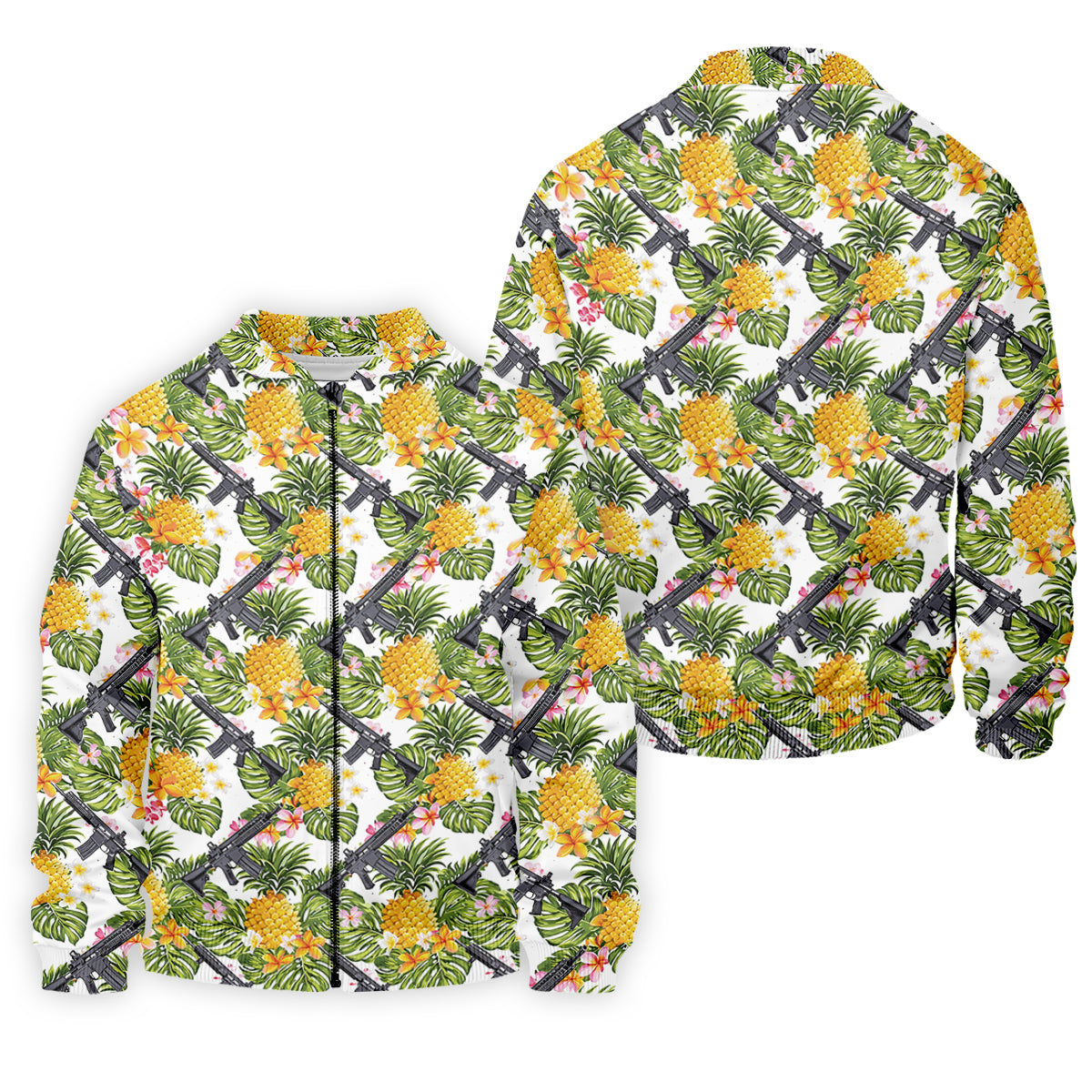 Tropical Pineapple Rifle Hawaiian Golf Shirt Pattern, Hawaiian Golf Shirt, Golf Apparel For Men