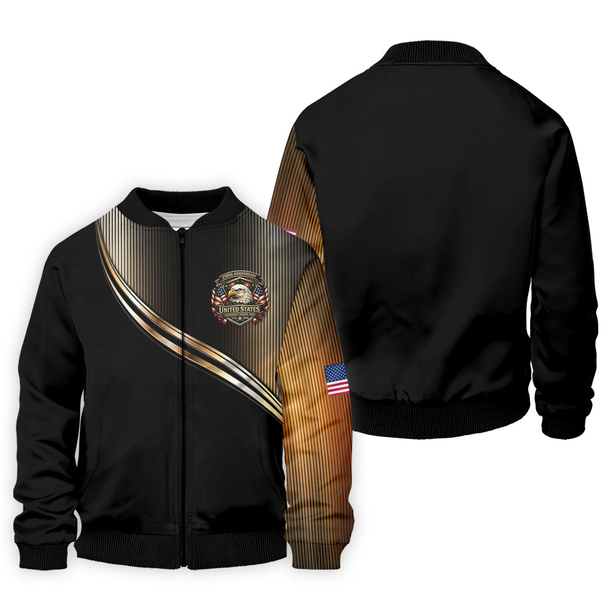 250th Anniversary Metallic Looking Patriotic Golf Shirt, 4th Of July Golf Shirts For Men