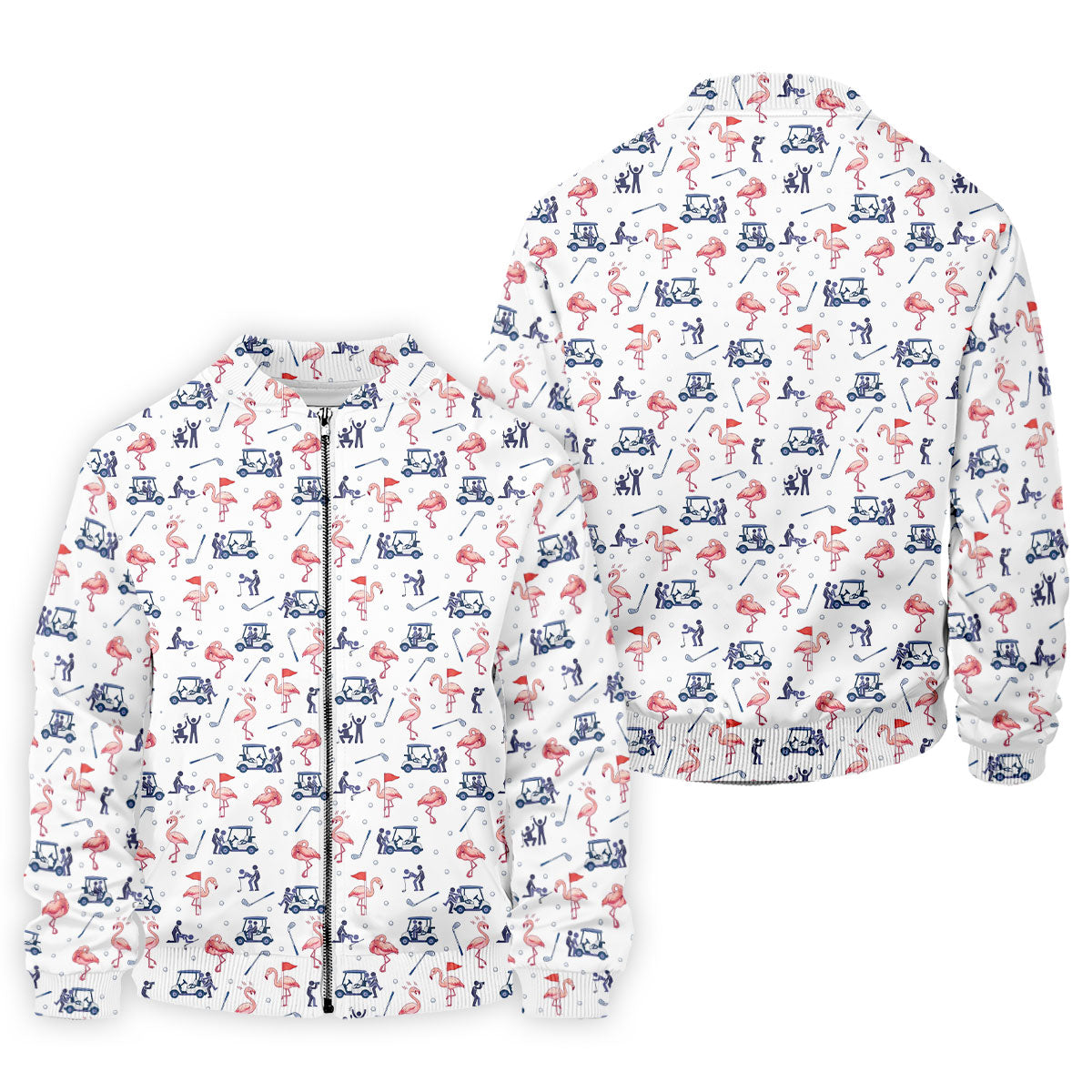 Flamingo Funny Golf Pattern Polo Shirt, Men's Golf Shirt, Golf Apparel For Men