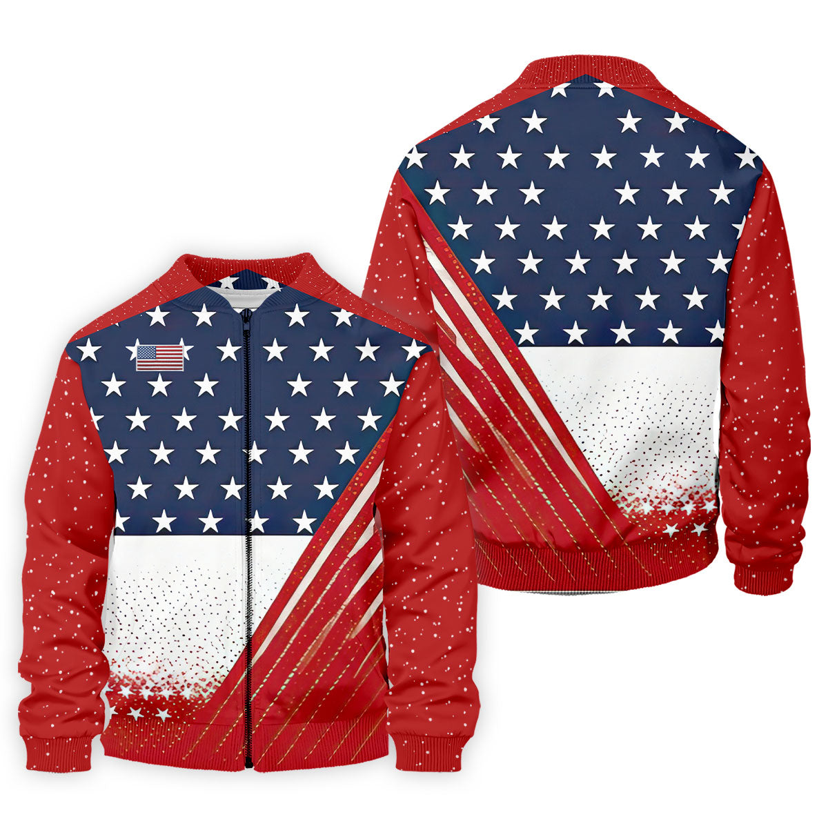 White Star Patriotic 4th Of July American Flag Golf Polo Shirt, Patriotic Golf Shirt, Golf Shirts For Men