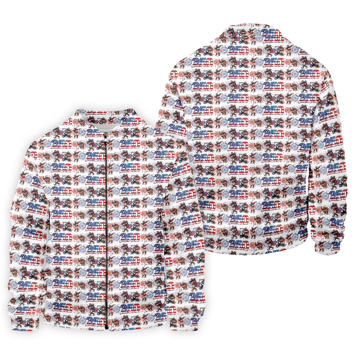 Funny Bigfoot Golf Pose Patriotic 4th Of July White Golf Shirt, 250 Years Golf Shirts For Men