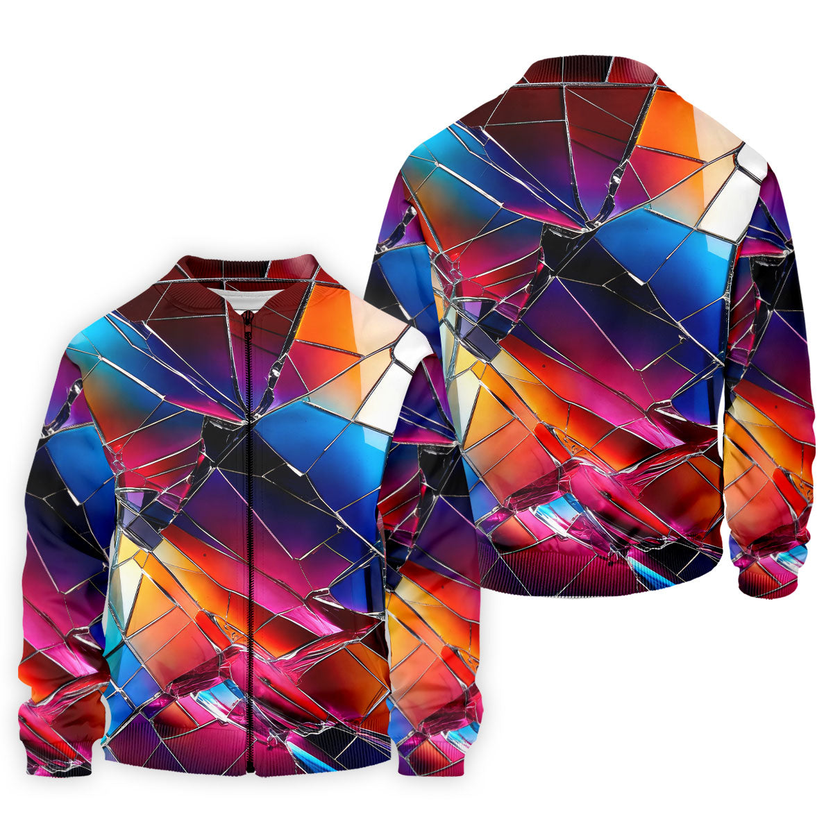 Colorful Broken Glass Abstract Golf Polo Shirt, Golf Shirts For Men, Printed Golf Shirts
