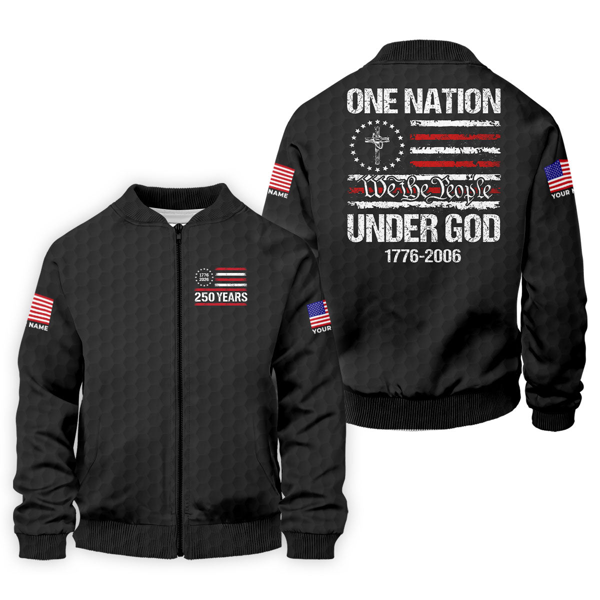 One Nation Under God We The People Black Golf Shirt, 250 Years 4th Of July Golf Shirts For Men